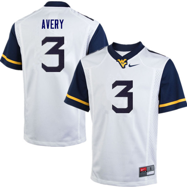 NCAA Men's Toyous Avery West Virginia Mountaineers White #3 Nike Stitched Football College Authentic Jersey PE23P12YJ